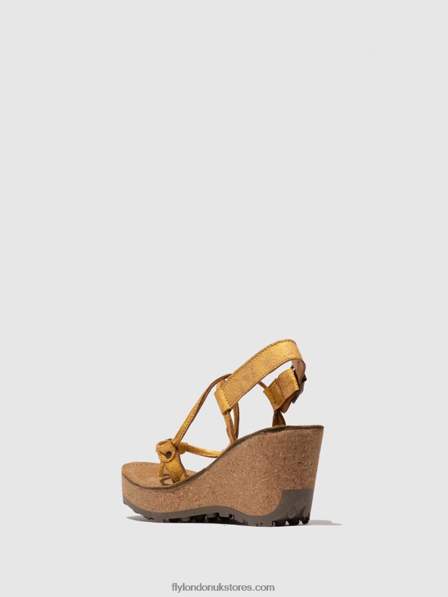 T-Strap Sandals GOSH Women Fly London 4V24RT519 YELLOW