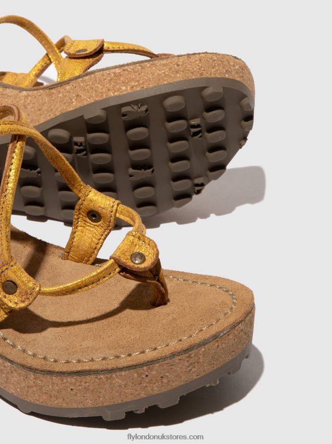 T-Strap Sandals GOSH Women Fly London 4V24RT519 YELLOW