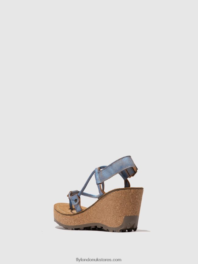 T-Strap Sandals GOSH Women Fly London 4V24RT520 BLUE