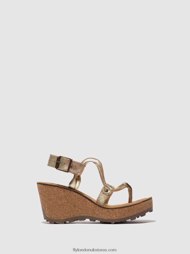 T-Strap Sandals GOSH Women Fly London 4V24RT521 GOLD