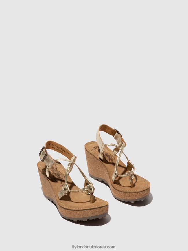T-Strap Sandals GOSH Women Fly London 4V24RT521 GOLD