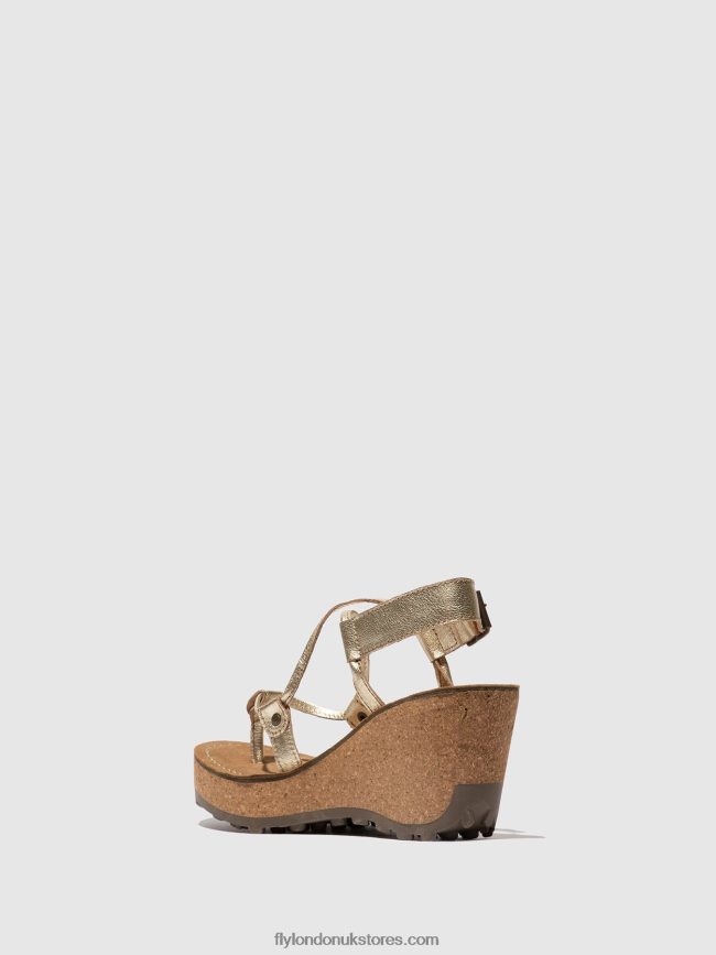 T-Strap Sandals GOSH Women Fly London 4V24RT521 GOLD