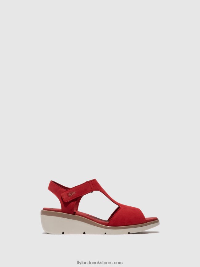 T-Strap Sandals NOVA932 Women Fly London 4V24RT403 LIPSTICK RED
