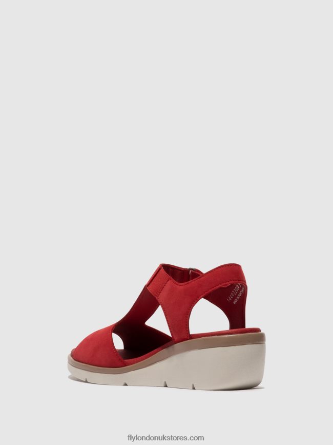 T-Strap Sandals NOVA932 Women Fly London 4V24RT403 LIPSTICK RED