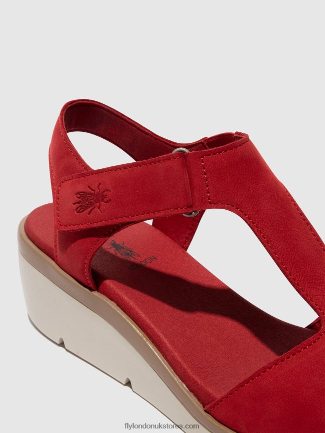 T-Strap Sandals NOVA932 Women Fly London 4V24RT403 LIPSTICK RED