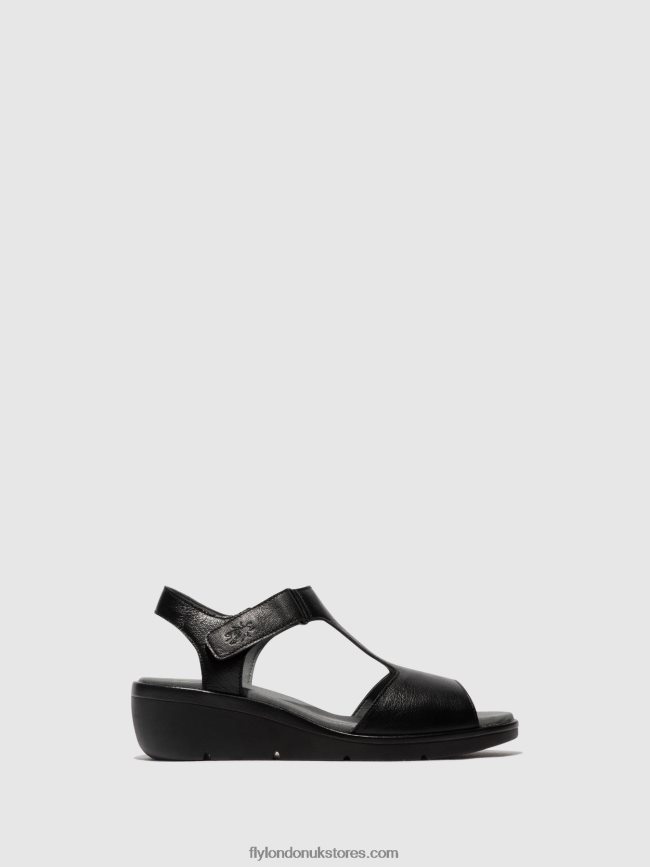 T-Strap Sandals NOVA932 Women Fly London 4V24RT411 BLACK
