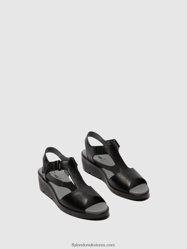 T-Strap Sandals NOVA932 Women Fly London 4V24RT411 BLACK