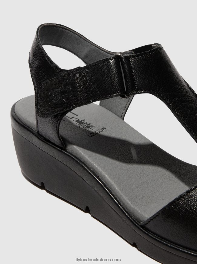 T-Strap Sandals NOVA932 Women Fly London 4V24RT411 BLACK