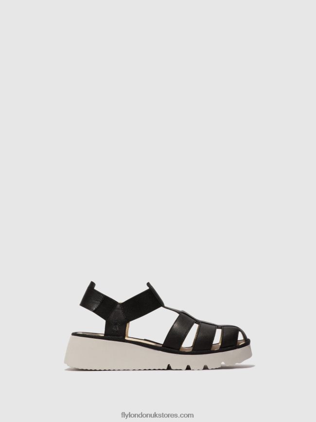 T-Strap Sandals PEFI429 Women Fly London 4V24RT404 BLACK