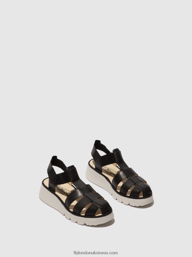 T-Strap Sandals PEFI429 Women Fly London 4V24RT404 BLACK