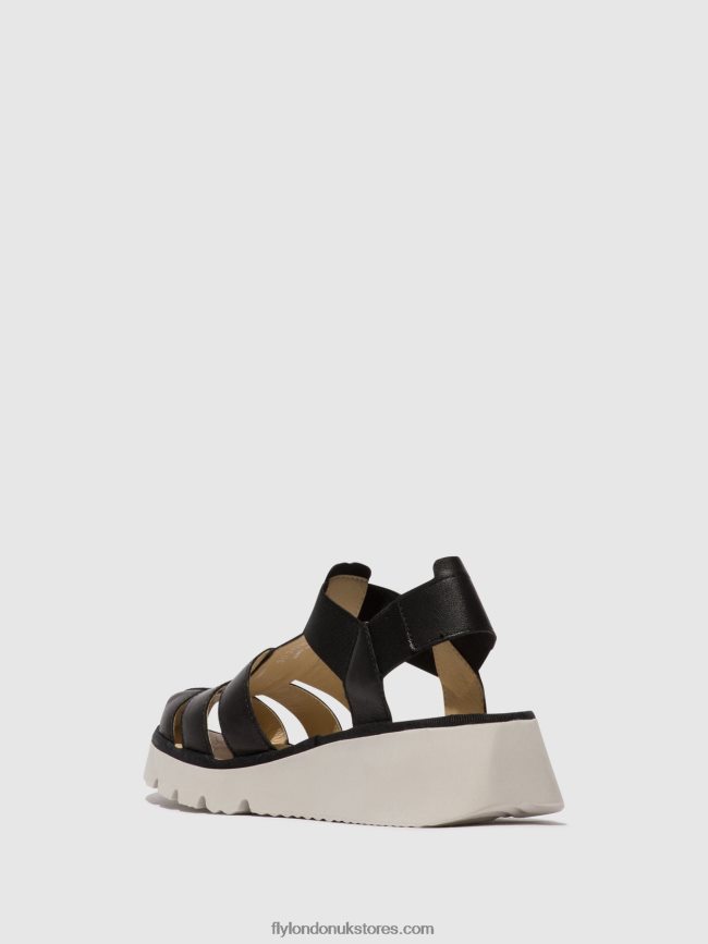 T-Strap Sandals PEFI429 Women Fly London 4V24RT404 BLACK