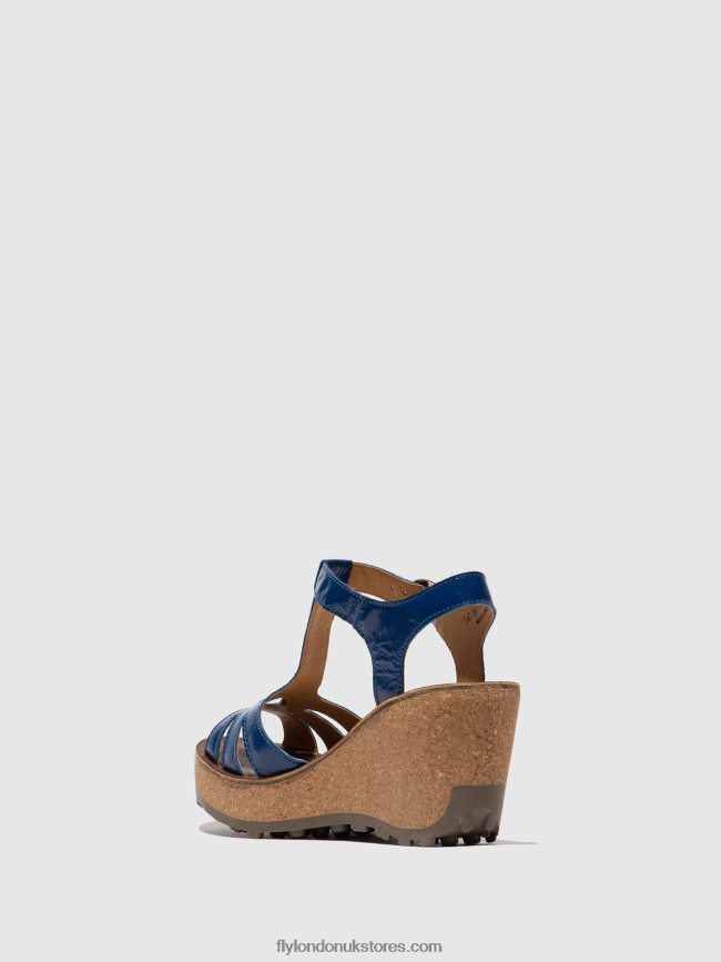 T-Strap Sandals Women Fly London 4V24RT522 GOLD BLUE