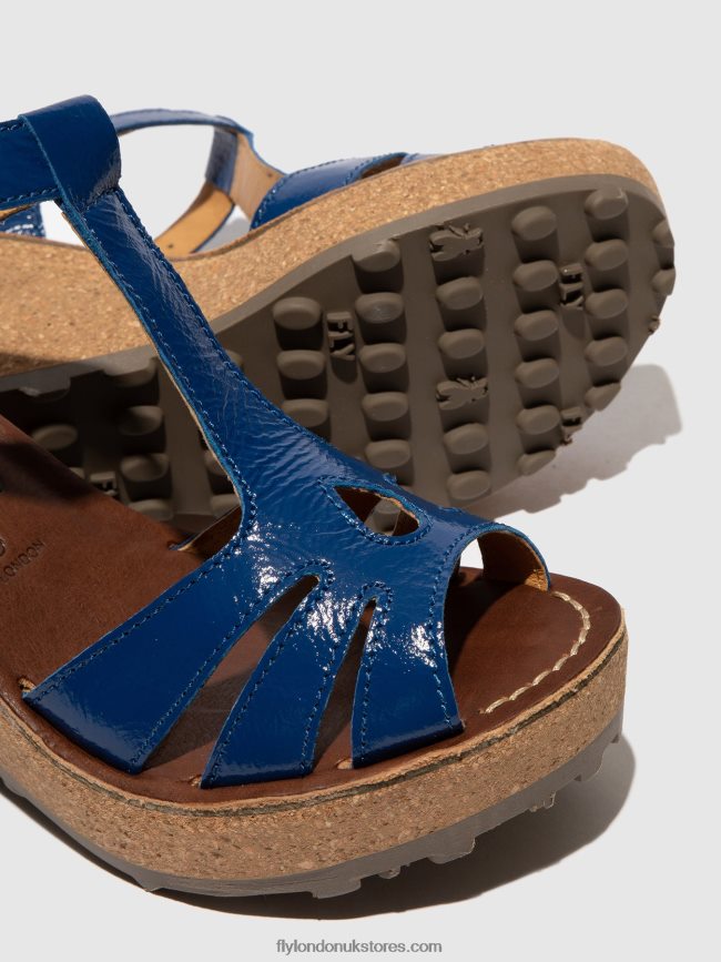 T-Strap Sandals Women Fly London 4V24RT522 GOLD BLUE