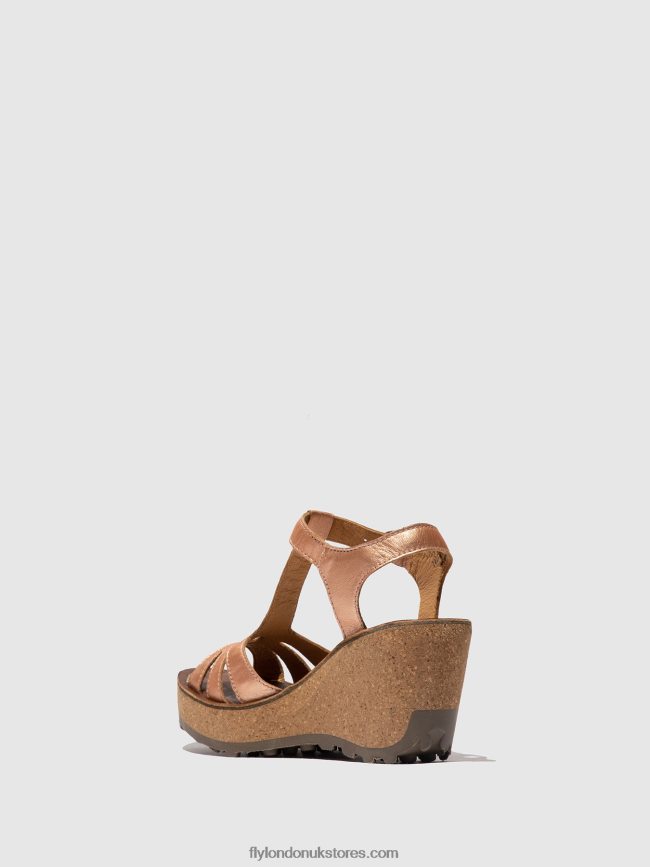 T-Strap Sandals Women Fly London 4V24RT523 GOLD BLUSH GOLD
