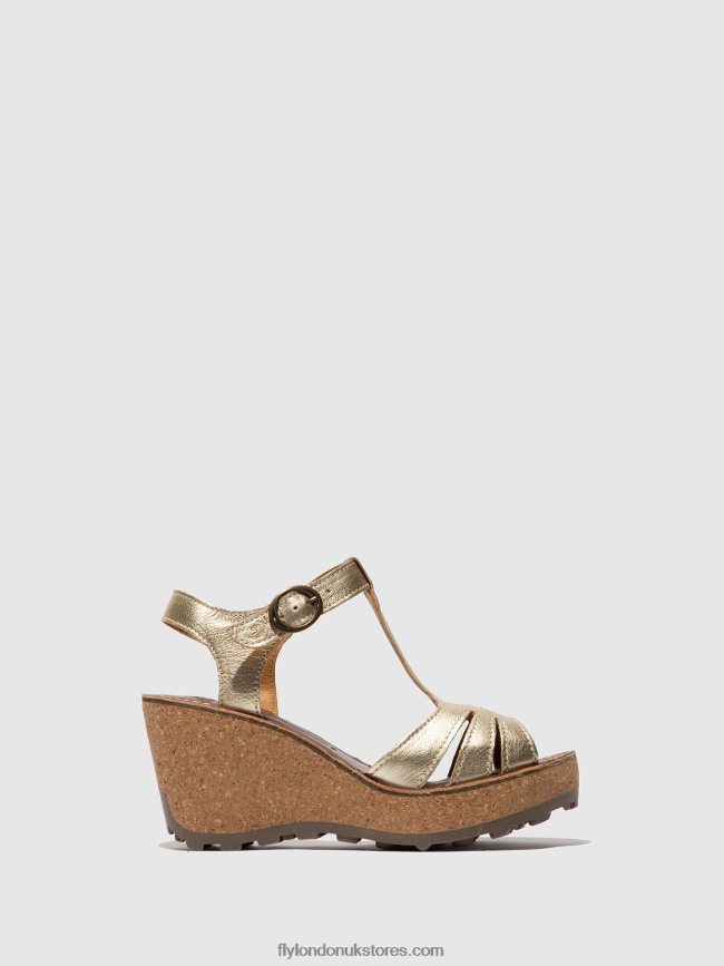 T-Strap Sandals Women Fly London 4V24RT524 GOLD
