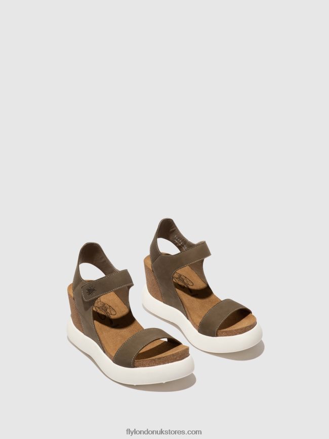 Velcro Sandals GOGO967 Women Fly London 4V24RT398 KHAKI