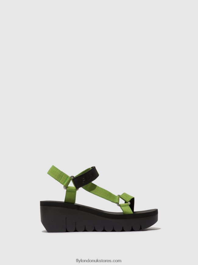 Velcro Sandals YEFA726 Women Fly London 4V24RT394 BLACK/AVOCADO (BLACK