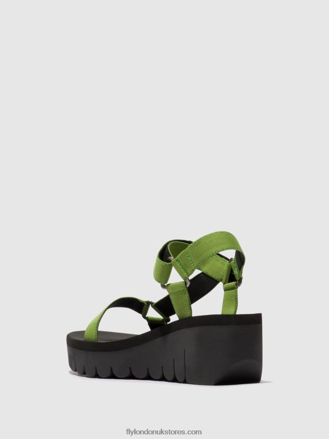 Velcro Sandals YEFA726 Women Fly London 4V24RT394 BLACK/AVOCADO (BLACK