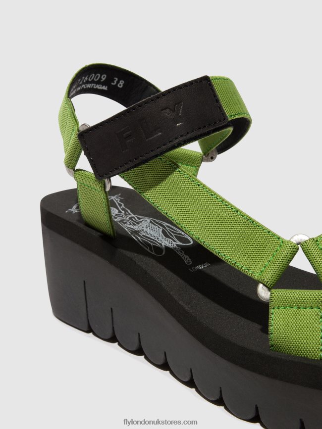 Velcro Sandals YEFA726 Women Fly London 4V24RT394 BLACK/AVOCADO (BLACK