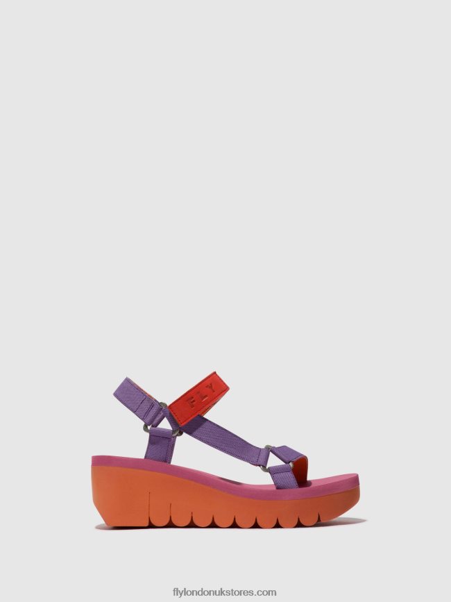 Velcro Sandals YEFA726 Women Fly London 4V24RT396 ORANGE/VIOLET (ROSE)