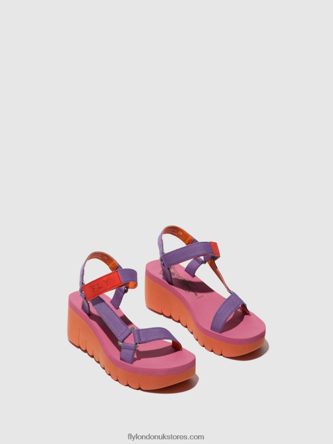 Velcro Sandals YEFA726 Women Fly London 4V24RT396 ORANGE/VIOLET (ROSE)