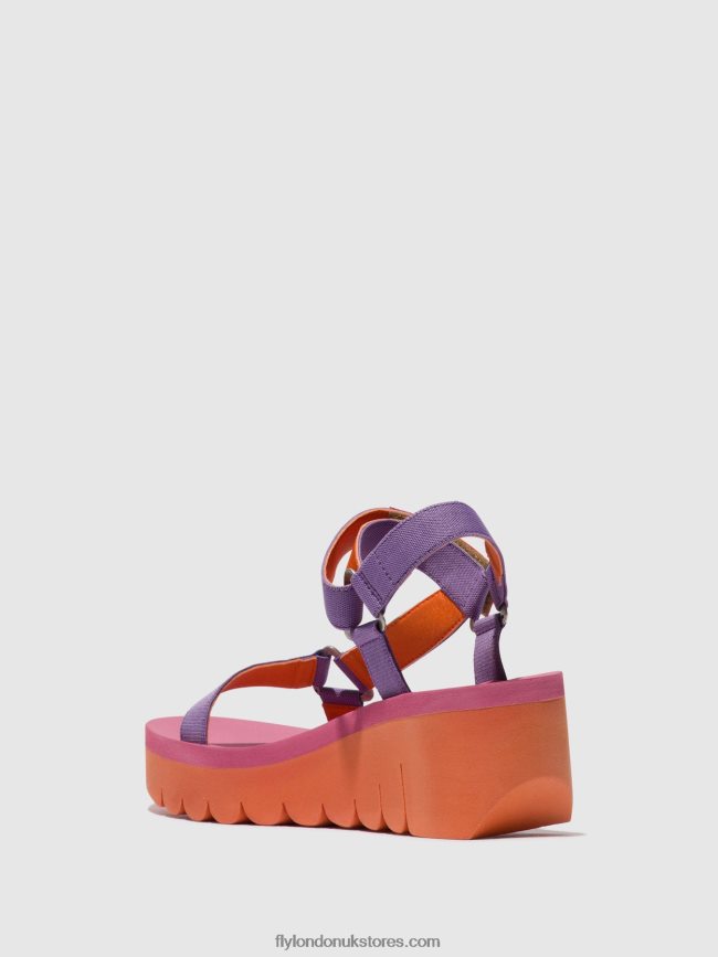 Velcro Sandals YEFA726 Women Fly London 4V24RT396 ORANGE/VIOLET (ROSE)