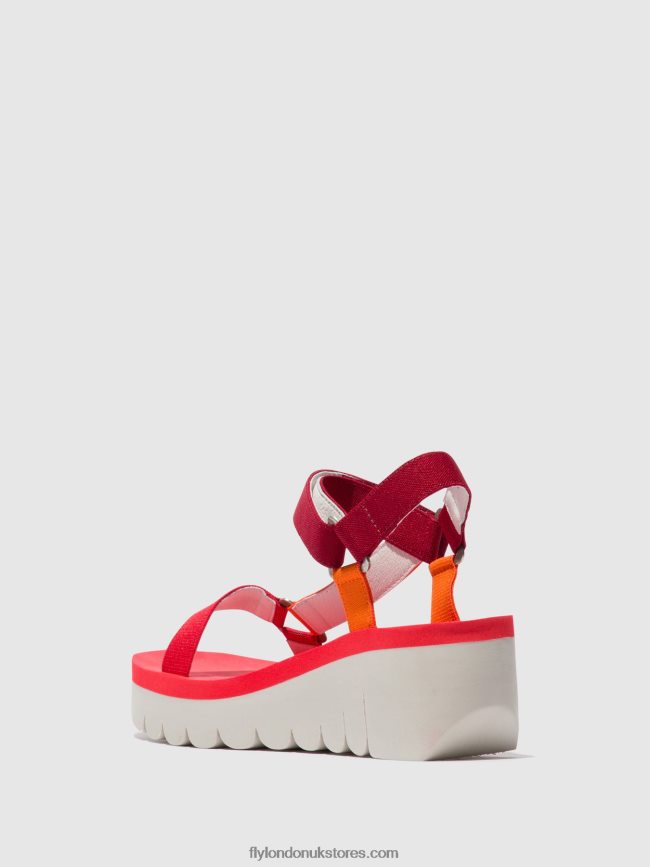 Velcro Sandals YEFA726 Women Fly London 4V24RT529 MULTI (RED)