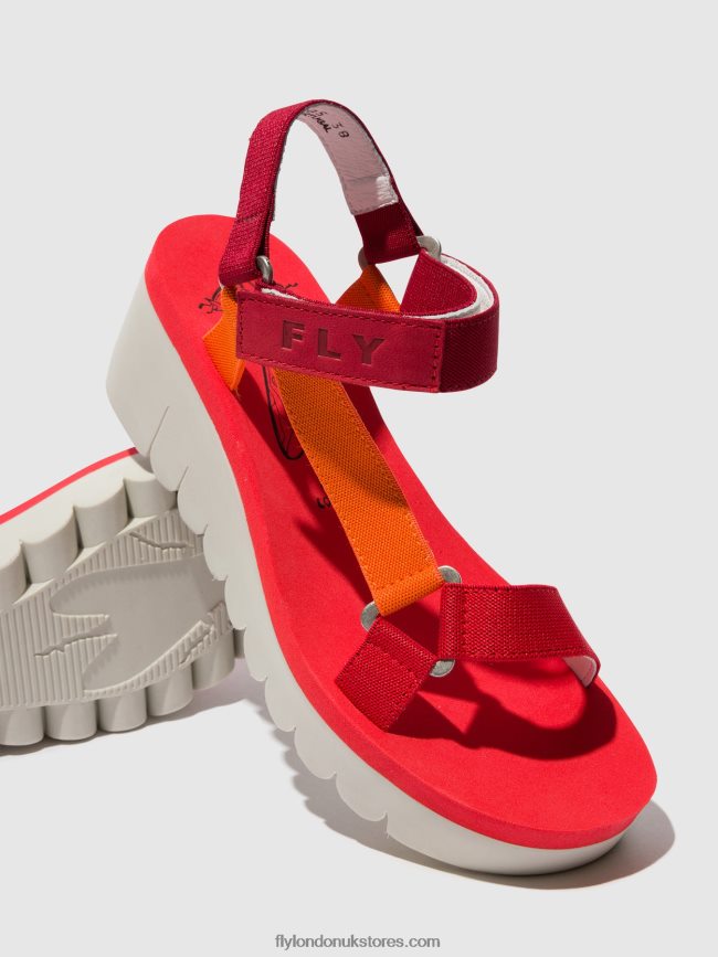 Velcro Sandals YEFA726 Women Fly London 4V24RT529 MULTI (RED)