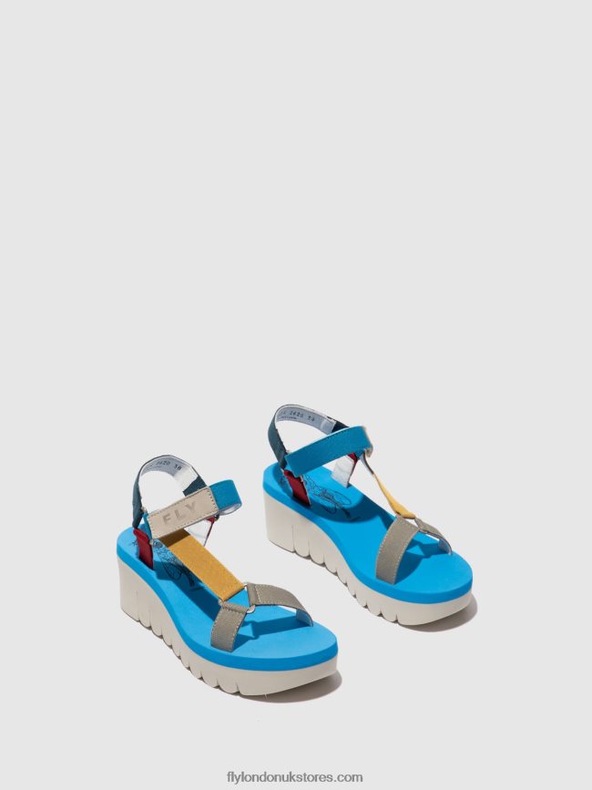 Velcro Sandals YEFA726 Women Fly London 4V24RT598 CUPIDO MULTI (AZURE)