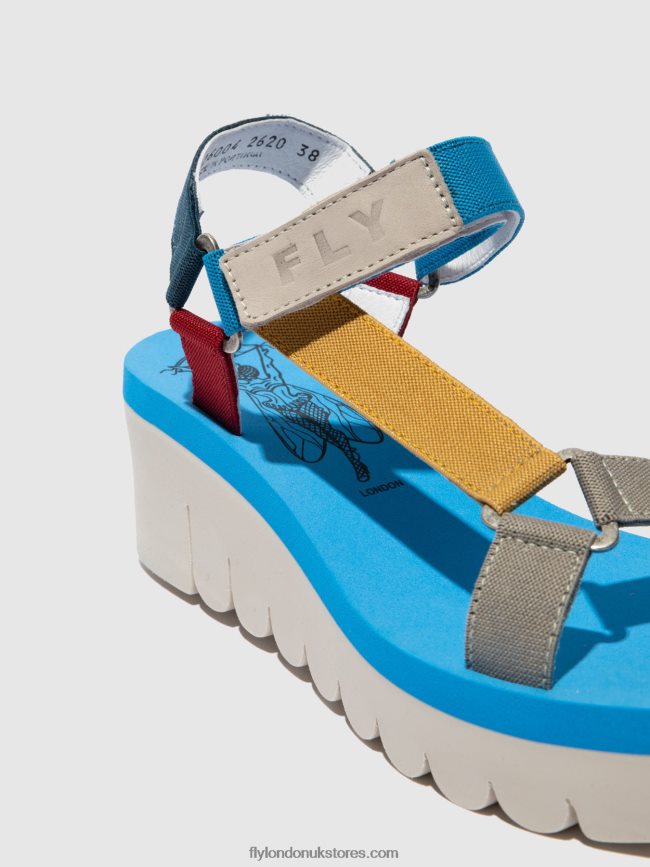 Velcro Sandals YEFA726 Women Fly London 4V24RT598 CUPIDO MULTI (AZURE)