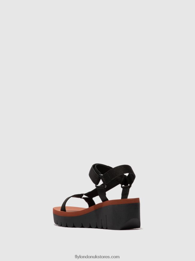 Velcro Sandals YEFA726 Women Fly London 4V24RT609 CUPIDO BLACK (BRICK)