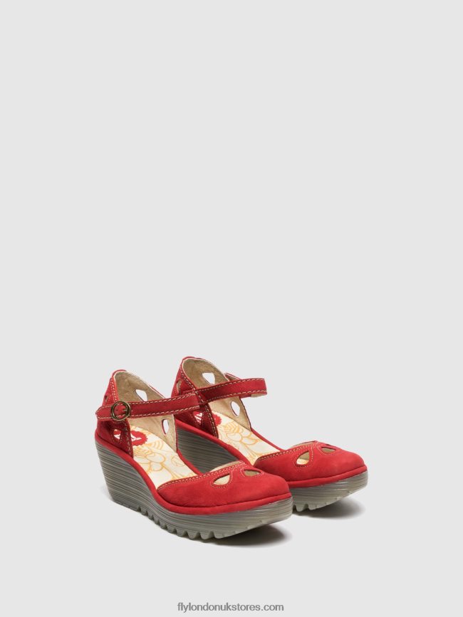 Wedge Sandals YUNA Women Fly London 4V24RT617 LIPSTICK RED