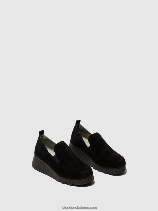 Slip-on Shoes PECE406 Women Fly London 4V24RT665 KID SUEDE BLACK