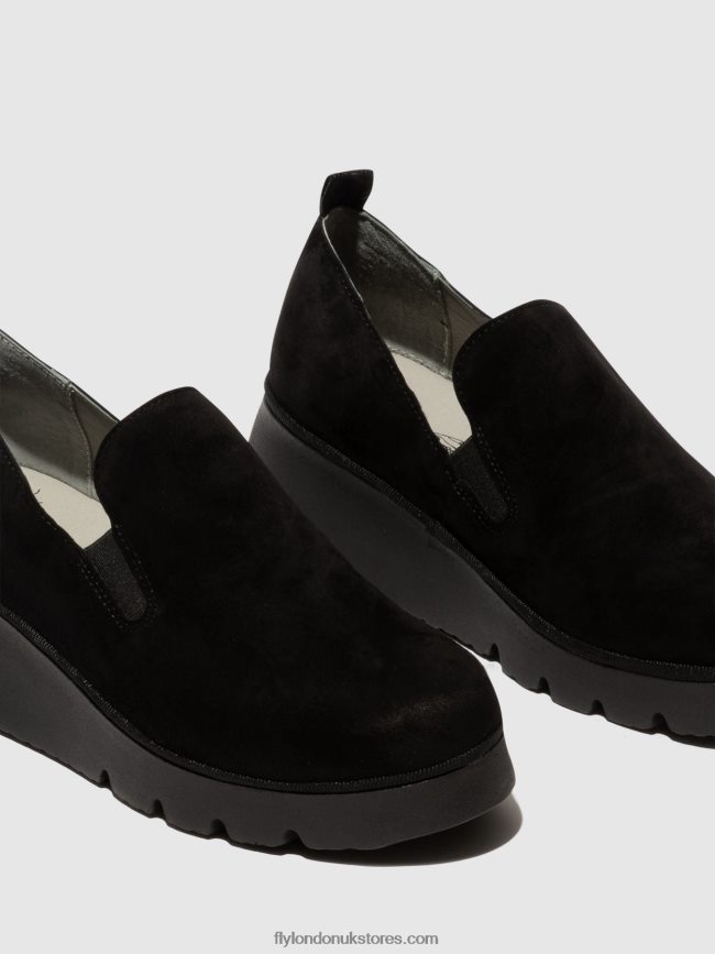 Slip-on Shoes PECE406 Women Fly London 4V24RT665 KID SUEDE BLACK
