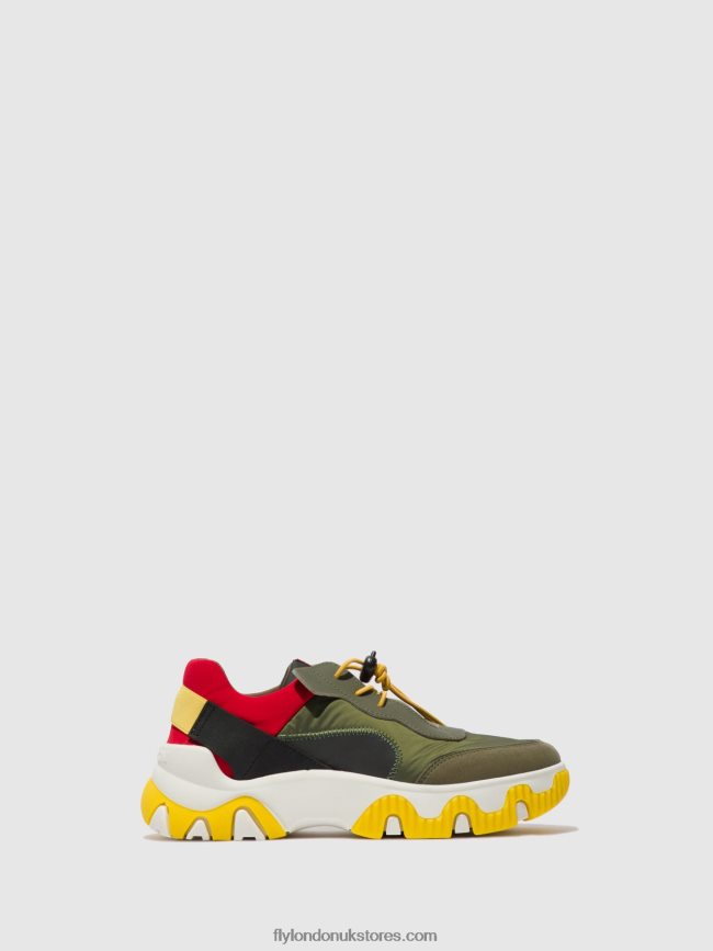 Elasticated Trainers FIAN634 Women Fly London 4V24RT763 MULTI KHAKI/RED/YELLOW