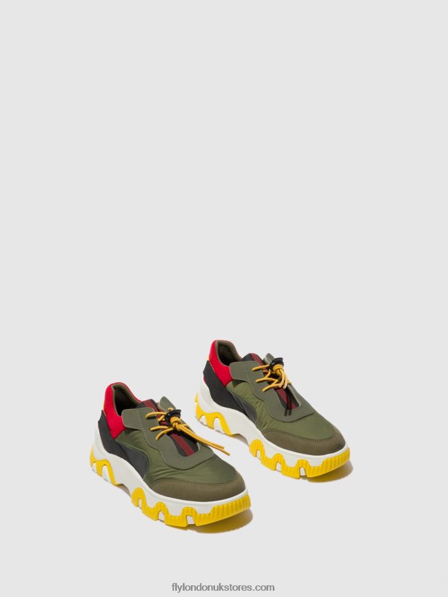 Elasticated Trainers FIAN634 Women Fly London 4V24RT763 MULTI KHAKI/RED/YELLOW