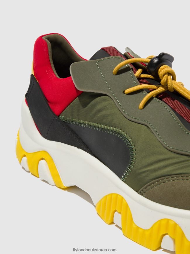 Elasticated Trainers FIAN634 Women Fly London 4V24RT763 MULTI KHAKI/RED/YELLOW