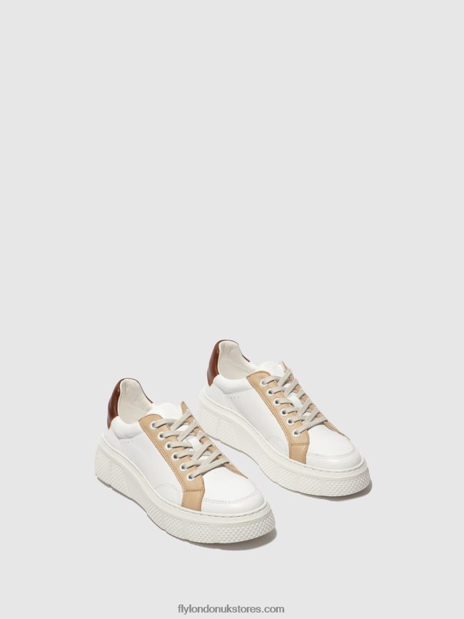 Lace-up Trainers EMMY510 Women Fly London 4V24RT757 WHITE/BEIGE/COGNAC