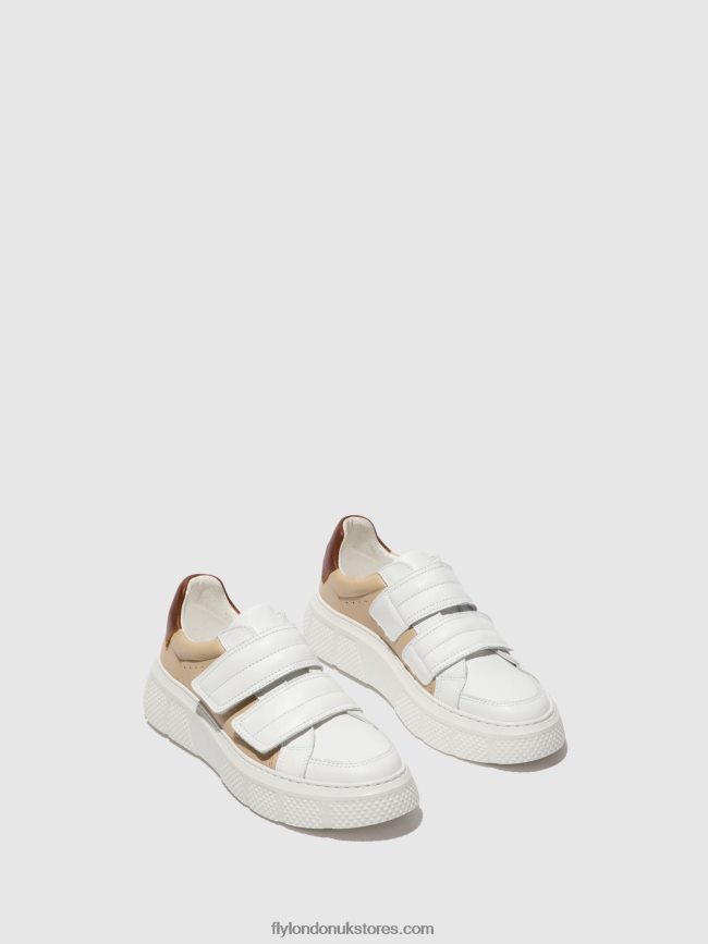 Velcro Trainers EDDA513 Women Fly London 4V24RT751 WHITE/BEIGE/COGNAC