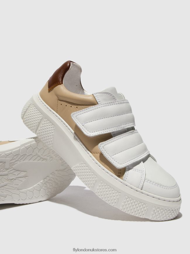 Velcro Trainers EDDA513 Women Fly London 4V24RT751 WHITE/BEIGE/COGNAC